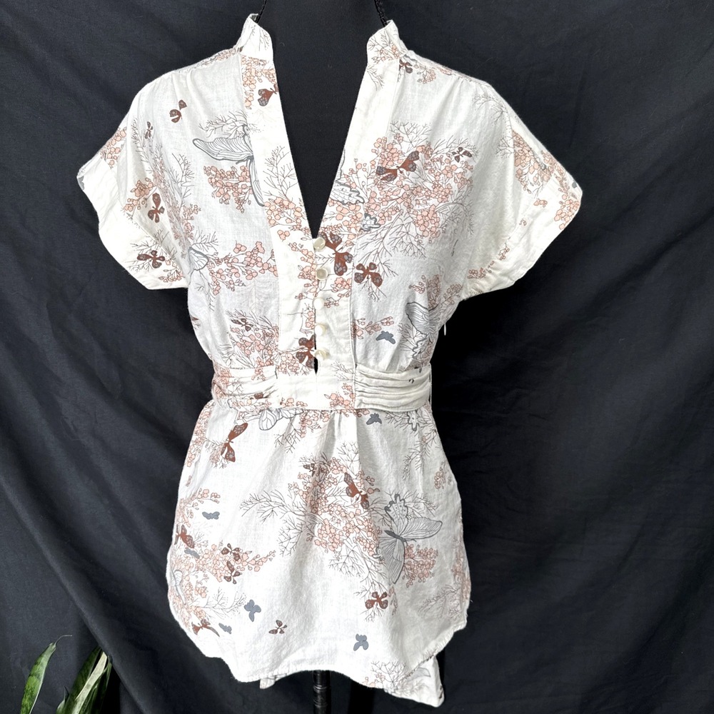 Vintage Y2K Butterfly Top S Cottagcore Fairy Coquette Boho Tie Back
